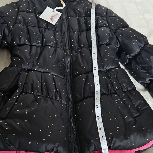 Jessica Simpson Girls Puffy Winter Coat With Faux Fur Hood & Mittens 10/12 Black - Picture 12 of 16